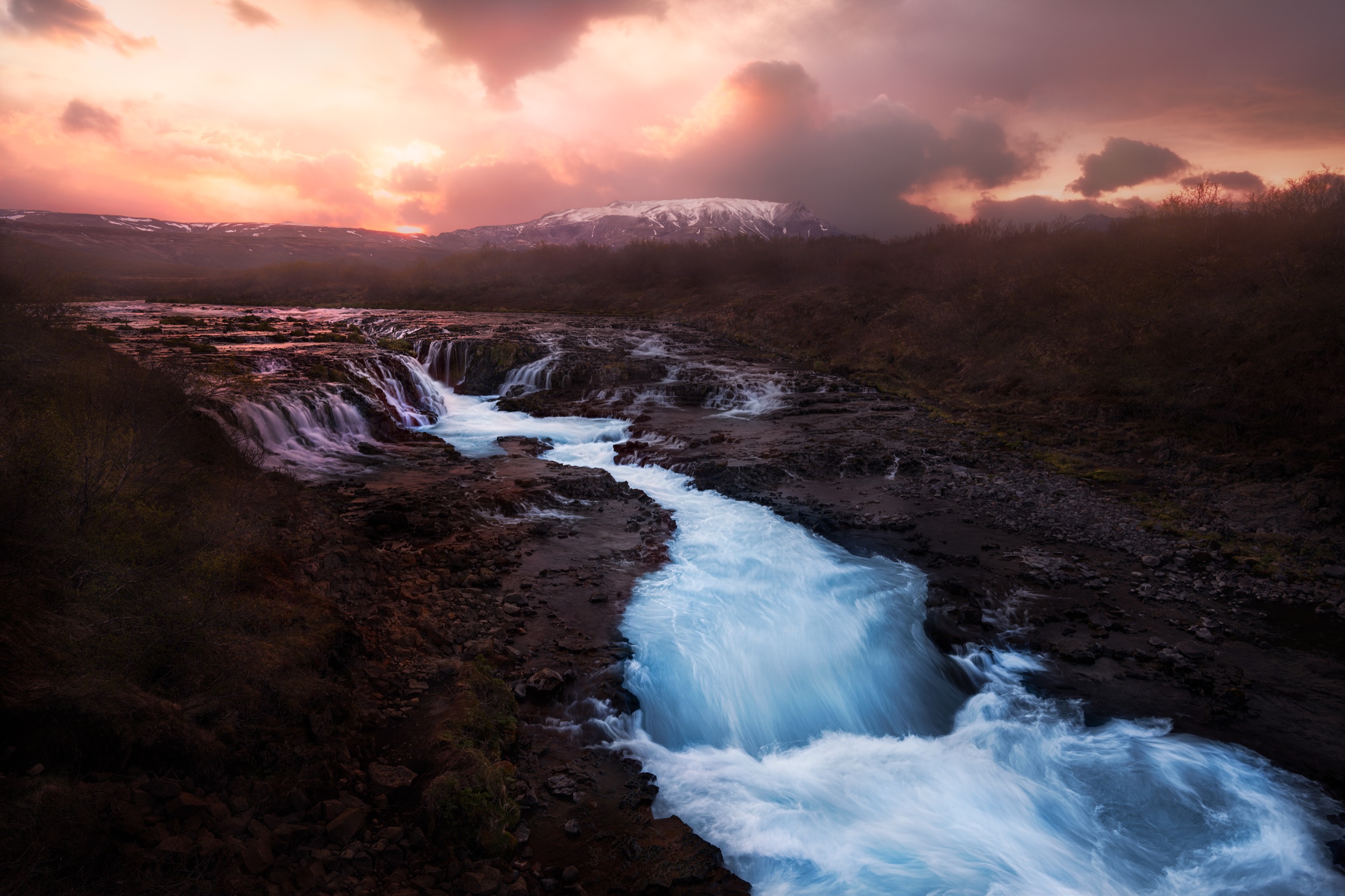Sunbreaks at Brúarfoss, Brúarfoss, Iceland